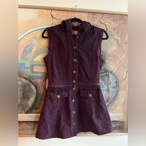 Vintage Ferré Jeans 2-Piece Purple Denim Zipped Hooded Ves and Mini Skirt